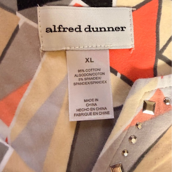 Alfred Dunner Geometric Print Top - Black, Beige, Coral - Picture 2 of 3